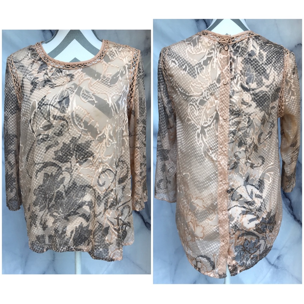 Anthropologie Meadow Rue Beige Champagne Blouse